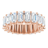 14K Gold Emerald Lab-Grown Diamond Shared U-Prong Eternity Band – 5x3 mm Stones - Rose Gold - view 3