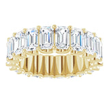 14K Gold Emerald Lab-Grown Diamond Shared U-Prong Eternity Band – 5x3 mm Stones - Yellow Gold - view 3