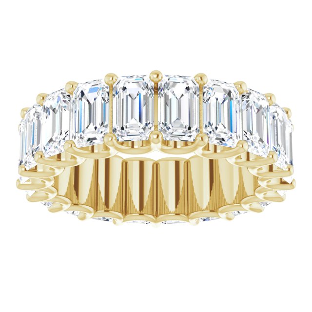 14K Gold Emerald Lab-Grown Diamond Shared U-Prong Eternity Band – 5x3 mm Stones - Yellow Gold - view 3