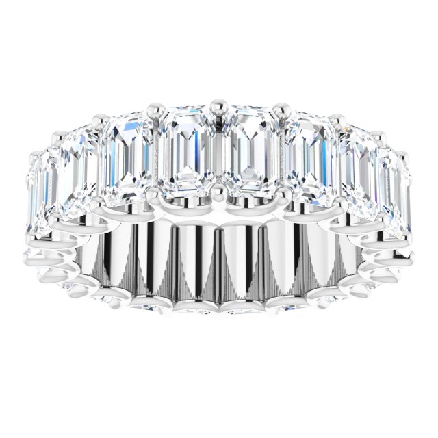 Platinum Emerald Natural Diamond Shared U-Prong Eternity Band – 5x3 mm Stones - view 3