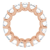14K Gold Emerald Lab-Grown Diamond Shared U-Prong Eternity Band – 6x4 mm Stones - Rose Gold - view 2