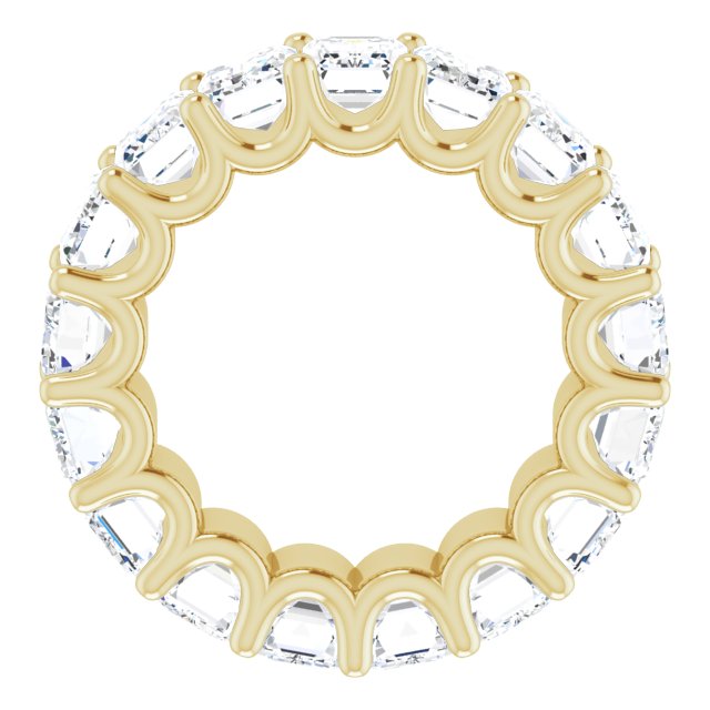 14K Gold Emerald Lab-Grown Diamond Shared U-Prong Eternity Band – 6x4 mm Stones - Yellow Gold - view 2