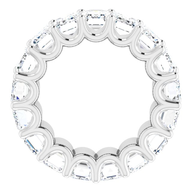 Platinum Emerald Lab-Grown Diamond Shared U-Prong Eternity Band – 6x4 mm Stones - view 2
