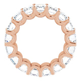 14K Gold Emerald Natural Diamond Shared U-Prong Eternity Band – 6x4 mm Stones - Rose Gold - view 2