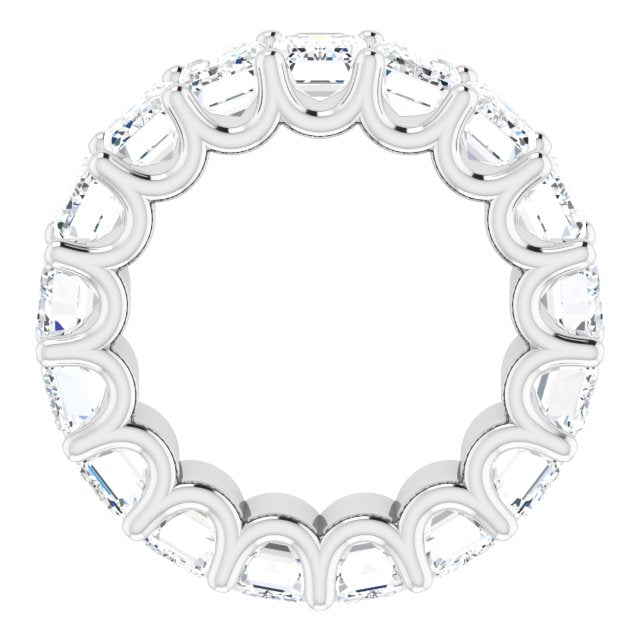 Platinum Emerald Lab-Grown Diamond Shared U-Prong Eternity Band – 6x4 mm Stones - view 2