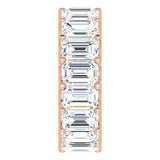 14K Gold Emerald Natural Diamond Shared U-Prong Eternity Band – 6x4 mm Stones - Rose Gold - view 4
