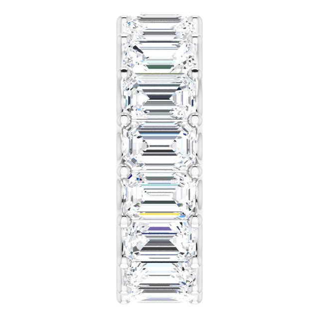 Platinum Emerald Lab-Grown Diamond Shared U-Prong Eternity Band – 6x4 mm Stones - view 4