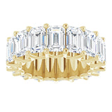 14K Gold Emerald Lab-Grown Diamond Shared U-Prong Eternity Band – 6x4 mm Stones - Yellow Gold - view 3