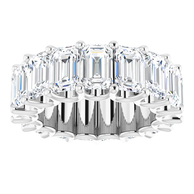 Platinum Emerald Lab-Grown Diamond Shared U-Prong Eternity Band – 6x4 mm Stones - view 3