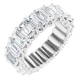 14K Gold Emerald Natural Diamond Shared U-Prong Eternity Band – 5x3 mm Stones - White Gold