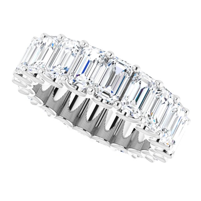 Platinum Emerald Lab-Grown Diamond Shared U-Prong Eternity Band – 5x3 mm Stones - view 5