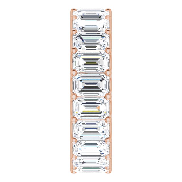 14K Gold Emerald Lab-Grown Diamond Shared U-Prong Eternity Band – 5x3 mm Stones - Rose Gold - view 4