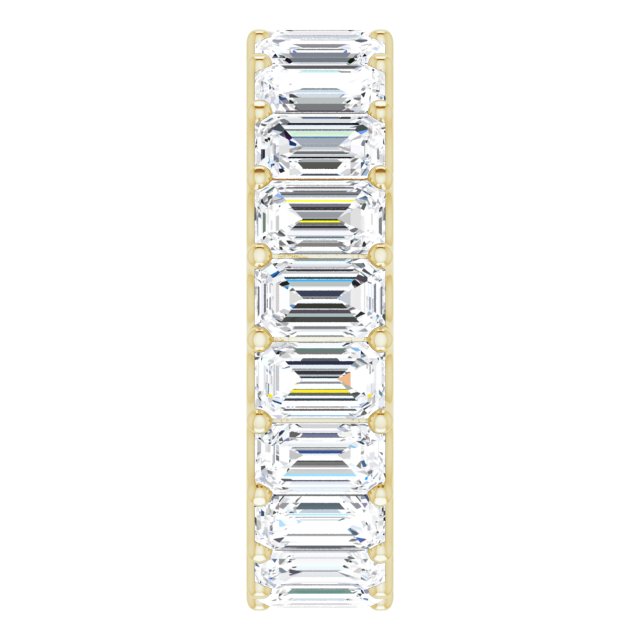 14K Gold Emerald Lab-Grown Diamond Shared U-Prong Eternity Band – 5x3 mm Stones - Yellow Gold - view 4