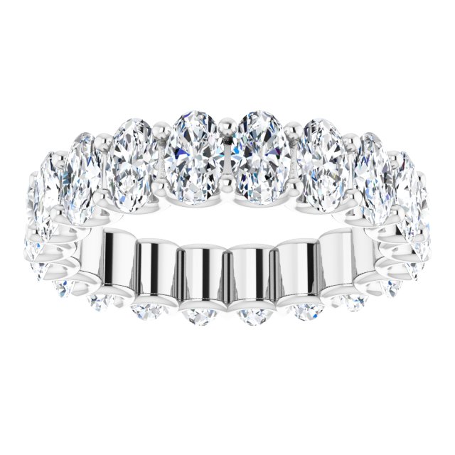 Platinum Oval Natural Diamond Shared U-Prong Eternity Band – 5x3 mm Stones - view 3