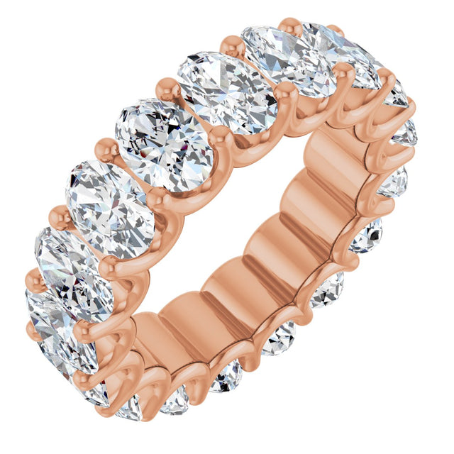 14K Gold Oval Lab-Grown Diamond Shared U-Prong Eternity Band – 6x4 mm Stones - Rose Gold