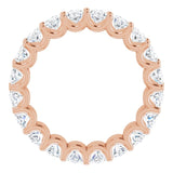 14K Gold Oval Natural Diamond Shared U-Prong Eternity Band – 5x3 mm Stones - Rose Gold - view 2