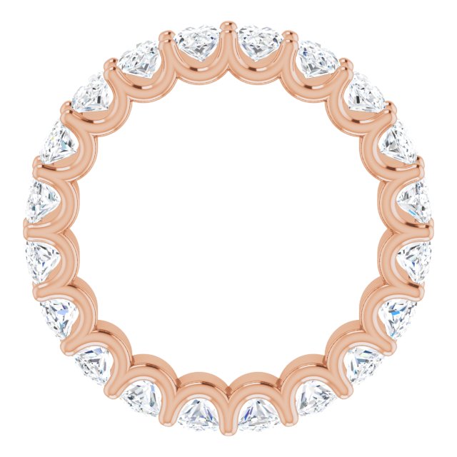 14K Gold Oval Natural Diamond Shared U-Prong Eternity Band – 5x3 mm Stones - Rose Gold - view 2