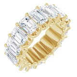 14K Gold Emerald Natural Diamond Shared U-Prong Eternity Band – 6x4 mm Stones - Yellow Gold