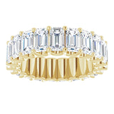 14K Gold Emerald Lab-Grown Diamond Shared U-Prong Eternity Band – 5x3 mm Stones - Yellow Gold - view 3