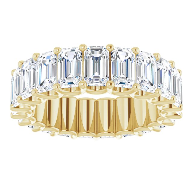 14K Gold Emerald Lab-Grown Diamond Shared U-Prong Eternity Band – 5x3 mm Stones - Yellow Gold - view 3