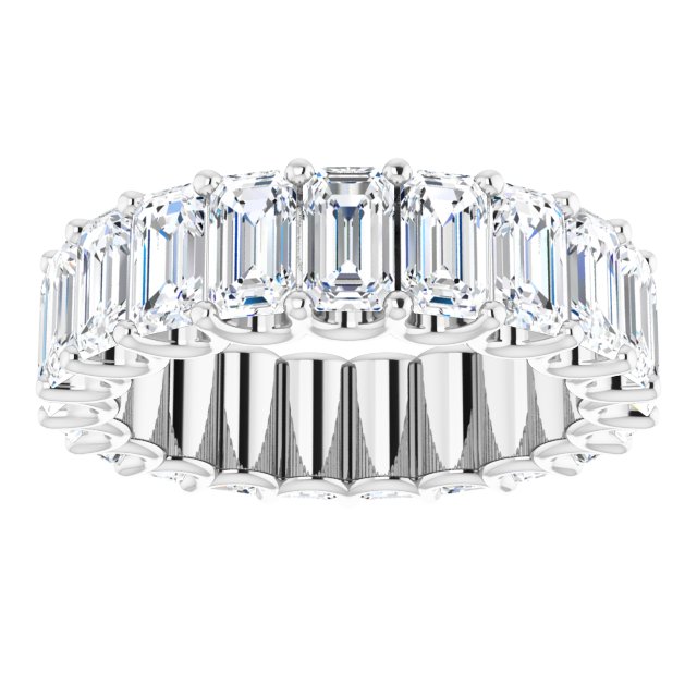 14K Gold Emerald Lab-Grown Diamond Shared U-Prong Eternity Band – 5x3 mm Stones - White Gold - view 3
