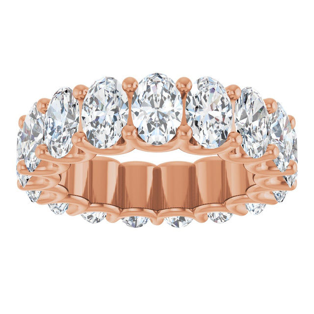 14K Gold Oval Lab-Grown Diamond Shared U-Prong Eternity Band – 6x4 mm Stones - Rose Gold - view 3