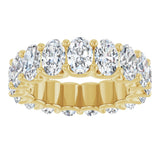 14K Gold Oval Natural Diamond Shared U-Prong Eternity Band – 6x4 mm Stones - Yellow Gold - view 3