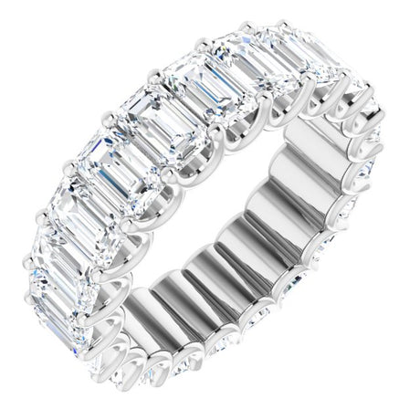 Platinum Emerald Lab-Grown Diamond Shared U-Prong Eternity Band – 5x3 mm Stones