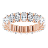 14K Gold Oval Natural Diamond Shared U-Prong Eternity Band – 5x3 mm Stones - Rose Gold - view 3