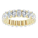 14K Gold Oval Natural Diamond Shared U-Prong Eternity Band – 5x3 mm Stones - Yellow Gold - view 3