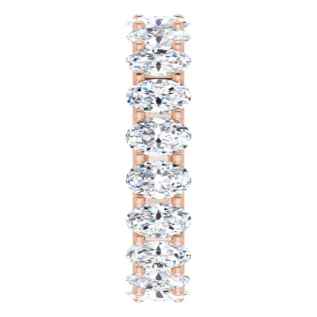 14K Gold Oval Lab-Grown Diamond Shared U-Prong Eternity Band – 5x3 mm Stones - Rose Gold - view 4