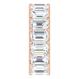 14K Gold Emerald Natural Diamond Shared U-Prong Eternity Band – 6x4 mm Stones - Rose Gold - view 4