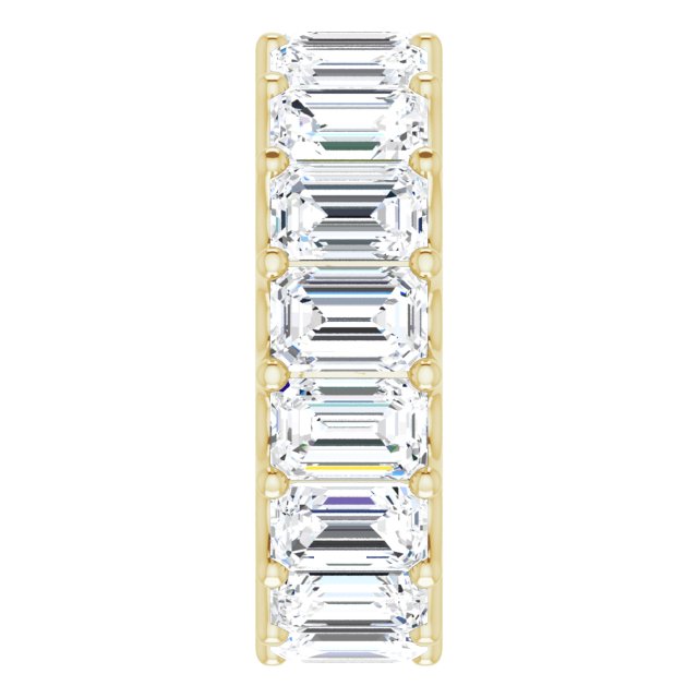 14K Gold Emerald Lab-Grown Diamond Shared U-Prong Eternity Band – 6x4 mm Stones - Yellow Gold - view 4