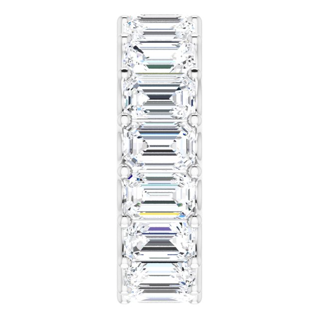 14K Gold Emerald Lab-Grown Diamond Shared U-Prong Eternity Band – 6x4 mm Stones - White Gold - view 4