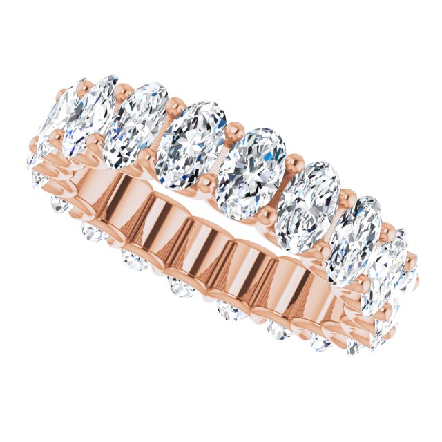 14K Gold Oval Lab-Grown Diamond Shared U-Prong Eternity Band – 5x3 mm Stones - Rose Gold - view 5