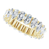 14K Gold Oval Natural Diamond Shared U-Prong Eternity Band – 5x3 mm Stones - Yellow Gold - view 5