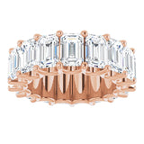 14K Gold Emerald Natural Diamond Shared U-Prong Eternity Band – 6x4 mm Stones - Rose Gold - view 3