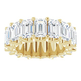 14K Gold Emerald Natural Diamond Shared U-Prong Eternity Band – 6x4 mm Stones - Yellow Gold - view 3