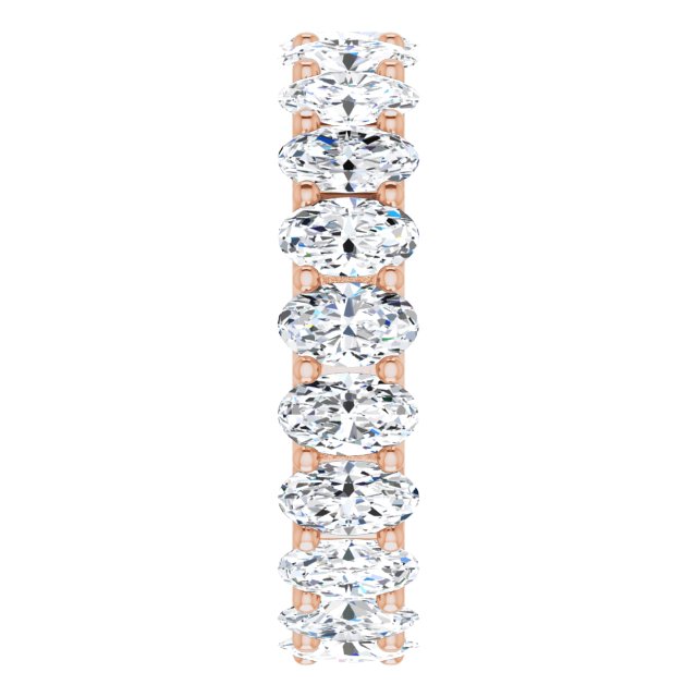 14K Gold Oval Lab-Grown Diamond Shared U-Prong Eternity Band – 5x3 mm Stones - Rose Gold - view 4