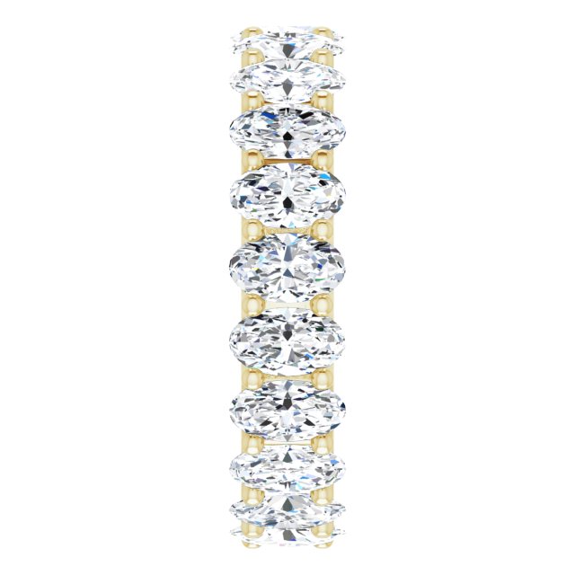 14K Gold Oval Natural Diamond Shared U-Prong Eternity Band – 5x3 mm Stones - Yellow Gold - view 4