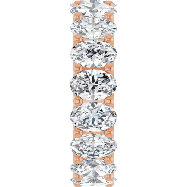 14K Gold Oval Lab-Grown Diamond Shared U-Prong Eternity Band – 6x4 mm Stones - Rose Gold - view 4