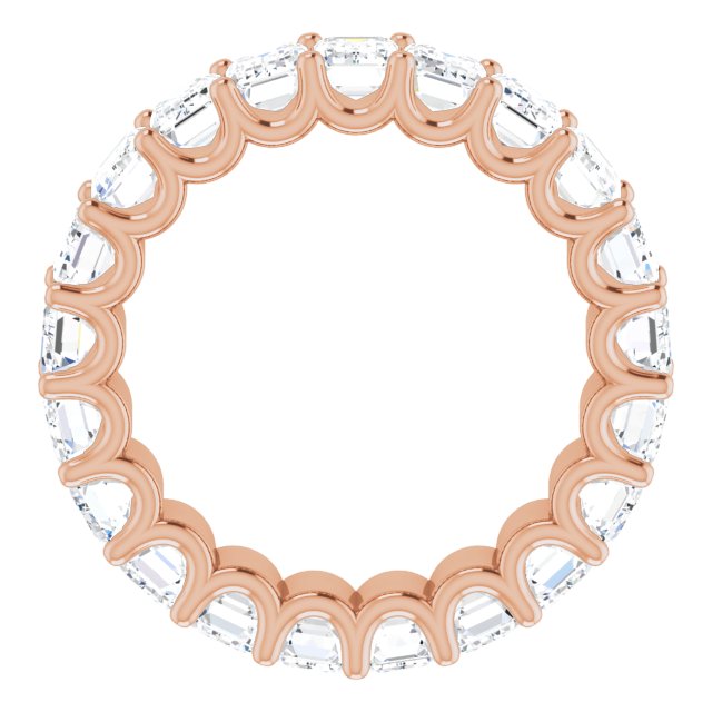 14K Gold Emerald Lab-Grown Diamond Shared U-Prong Eternity Band – 5x3 mm Stones - Rose Gold - view 2