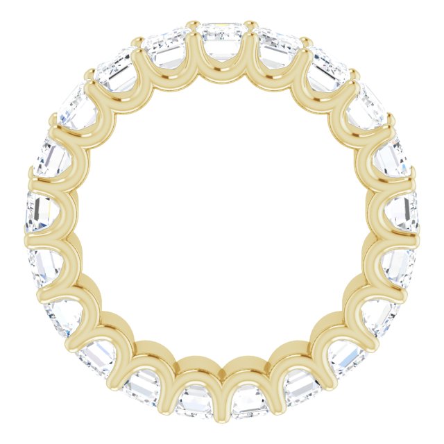 14K Gold Emerald Lab-Grown Diamond Shared U-Prong Eternity Band – 5x3 mm Stones - Yellow Gold - view 2