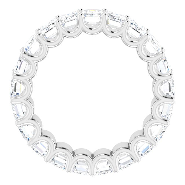 Platinum Emerald Natural Diamond Shared U-Prong Eternity Band – 5x3 mm Stones - view 2