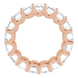14K Gold Emerald Lab-Grown Diamond Shared U-Prong Eternity Band – 6x4 mm Stones - Rose Gold - view 2