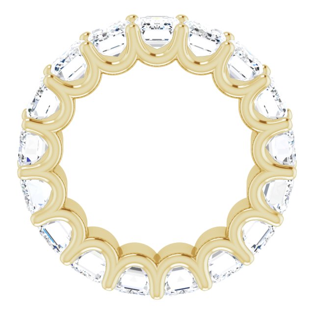 14K Gold Emerald Natural Diamond Shared U-Prong Eternity Band – 6x4 mm Stones - Yellow Gold - view 2