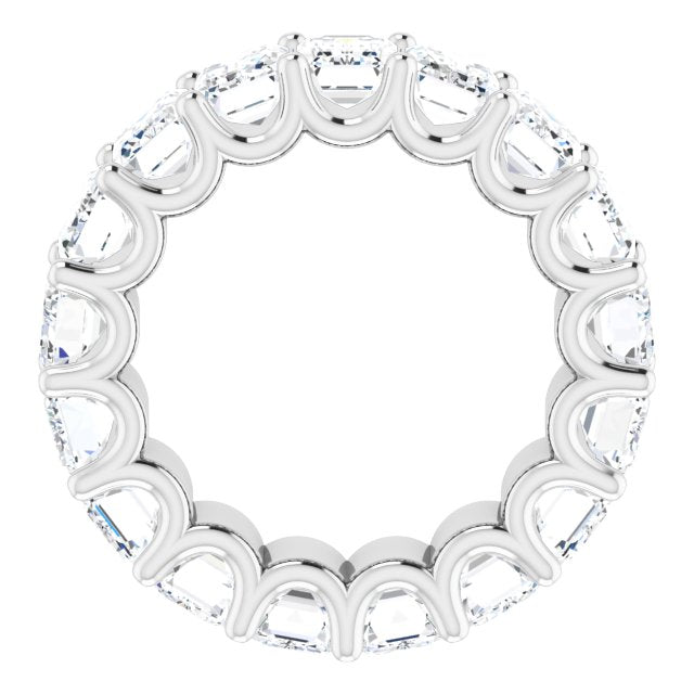 Platinum Emerald Natural Diamond Shared U-Prong Eternity Band – 6x4 mm Stones - view 2