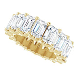 14K Gold Emerald Lab-Grown Diamond Shared U-Prong Eternity Band – 6x4 mm Stones - Yellow Gold - view 5