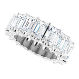 Platinum Emerald Lab-Grown Diamond Shared U-Prong Eternity Band – 6x4 mm Stones - view 5