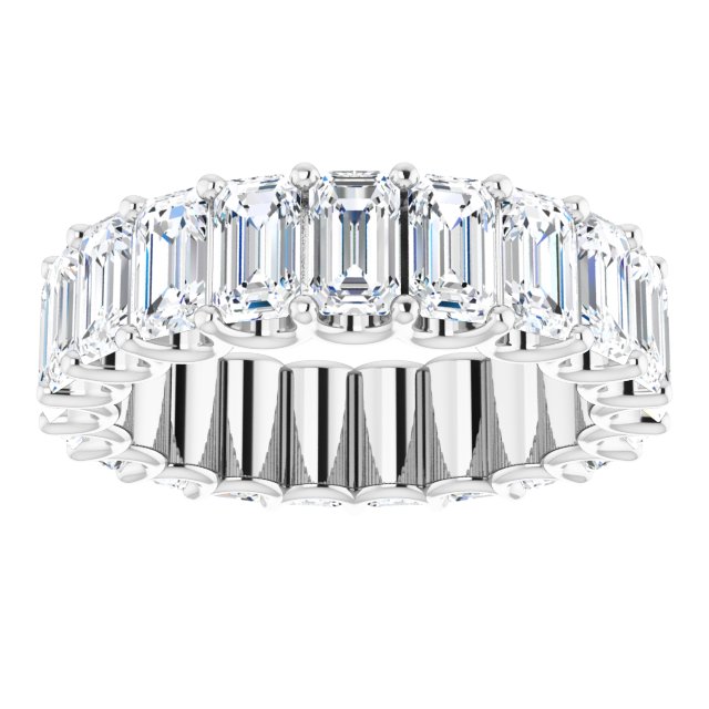 Platinum Emerald Lab-Grown Diamond Shared U-Prong Eternity Band – 5x3 mm Stones - view 3